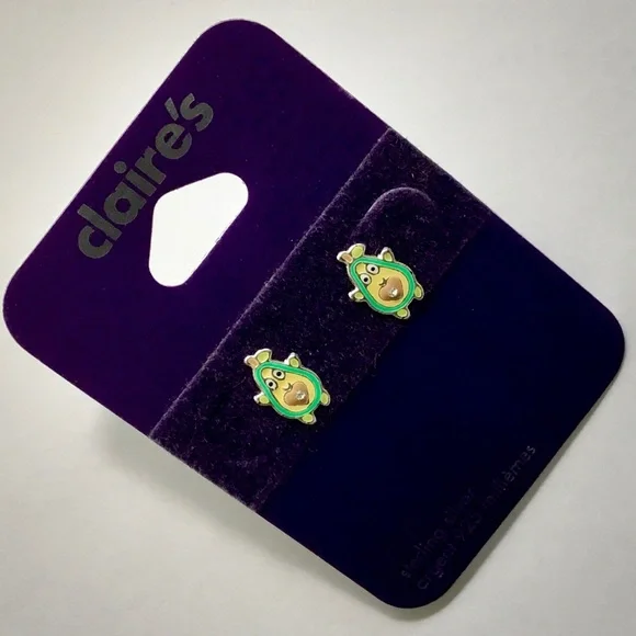 New Claire’s Sterling Silver and Enamel Avocado Stud Earrings - Picture 3 of 4